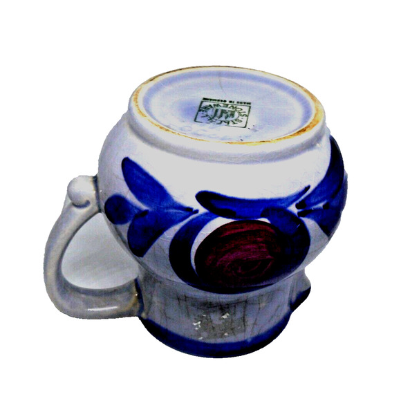 Rare Staffel Stoneware Small Blue & Red Pitcher / Creamer - Germany 4.5” Vintage - Picture 3 of 9